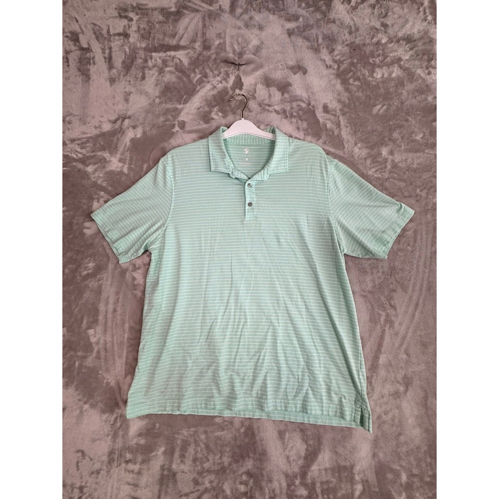 Southern Proper Striped Polo Shirt Men's Large‎ Aqua Green Collared Golf Casual